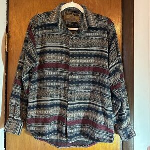 Rugged Point Retro Vintage Patterned Knit Button Down